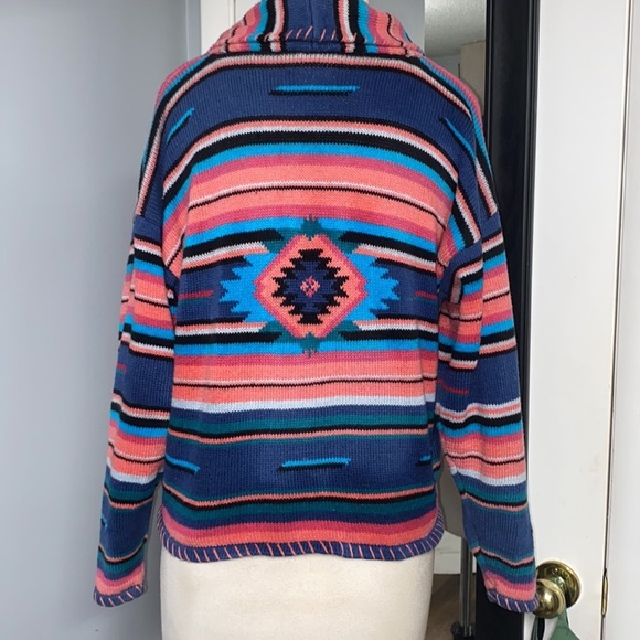 VINTAGE SANTA FE AZTEC/WESTERN WEAR SWEATER W/EMBROIDERED BOHO COTTAGECORE VIBE - Picture 1 of 10